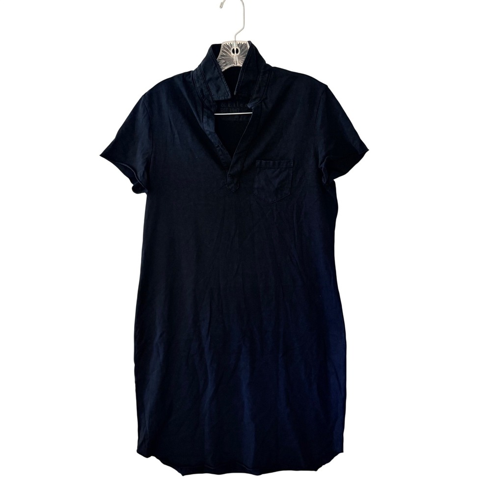 NWOT $178 FRANK & EILEEN Classic Navy Blue Lauren Jersey Polo Mini Dress MEDIUM
